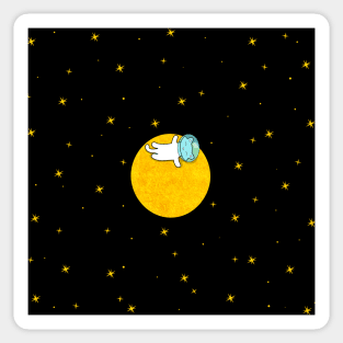 Cat And Moon Sticker